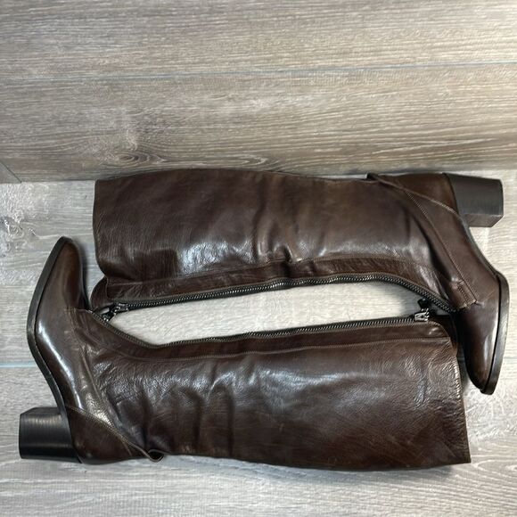 Reed Krakoff Tall Dark Brown Leather Women’s Sz 7/EU 37 Front Zip Knee High Boot - Picture 10 of 11